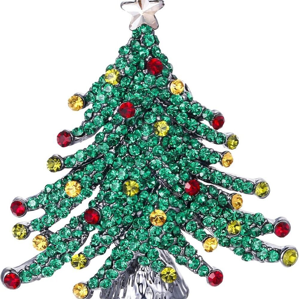 Christmas Brooches Pins for Women, Austrian Crystal Stunning Winter Party